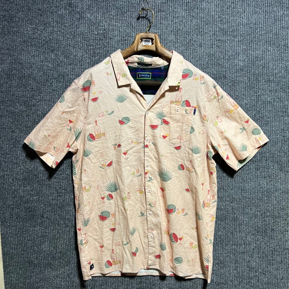 William Murray Shirt Mens 3XL Peach Watermelon Agave‎ Cocktail Linen Blend Golf